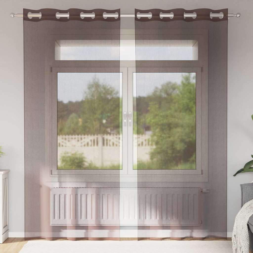 Tende Vidaxx voile con occhielli 2 pz 140x245 cm marrone
