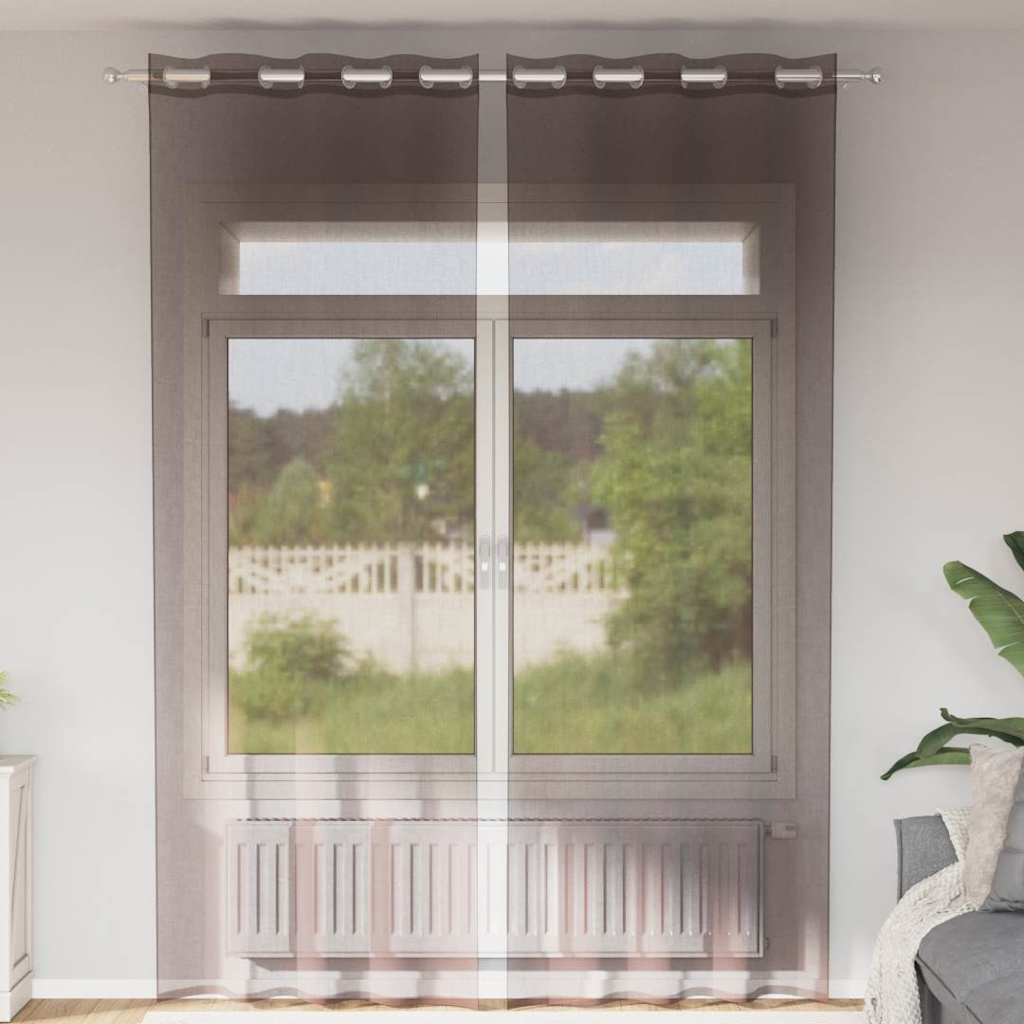 Tende Vidaxx voile con occhielli 2 pz 140x260 cm marrone