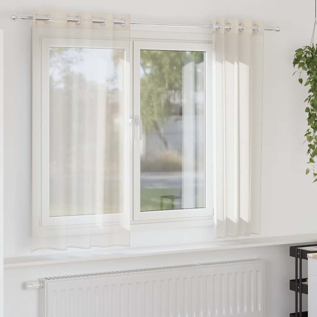 Tende Vidaxx voile con occhielli 2 pz 140x140 cm color crema