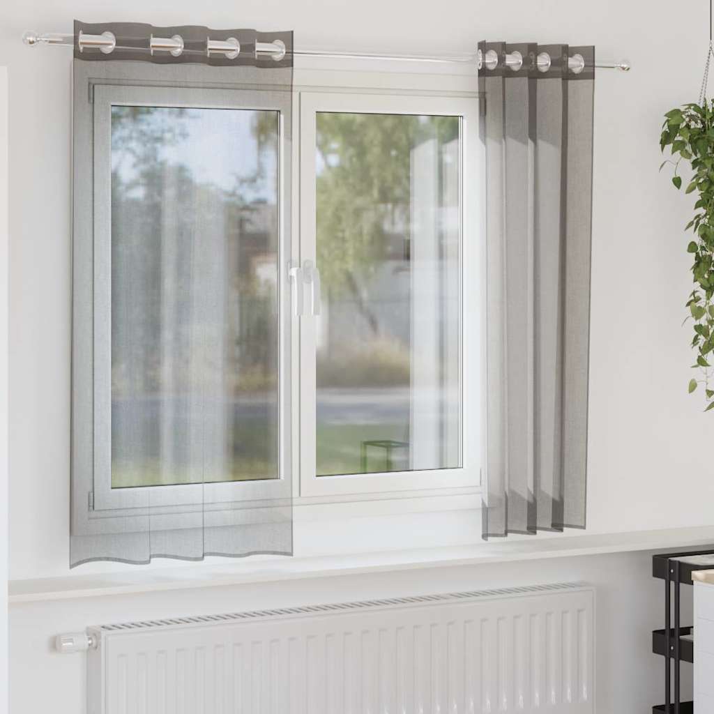 Tende Vidaxx voile con occhielli 2 pz 140x140 cm grigio scuro