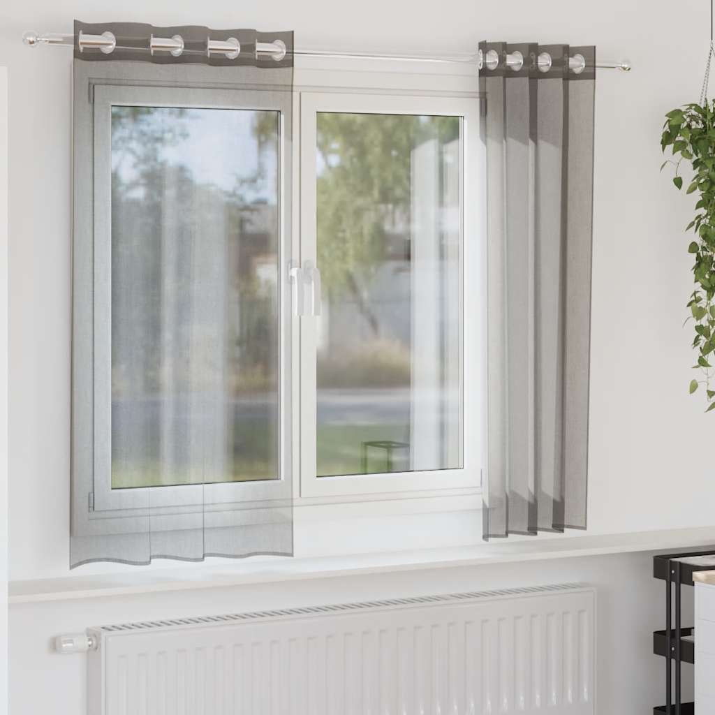 Tende Vidaxx voile con occhielli 2 pz 140x175 cm grigio scuro
