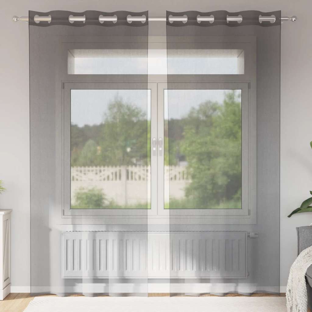Tende Vidaxx voile con occhielli 2 pz 140x225 cm grigio scuro
