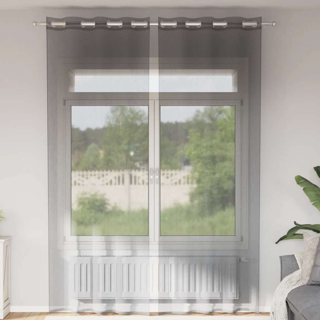 Tende Vidaxx voile con occhielli 2 pz 140x260 cm grigio scuro