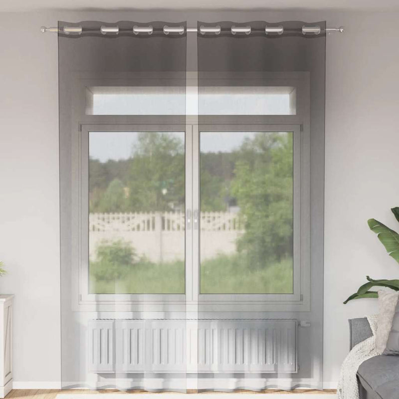 Tende Vidaxx voile con occhielli 2 pz 140x260 cm grigio scuro