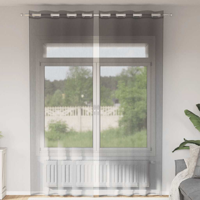 Tende Vidaxx voile con occhielli 2 pz 140x300 cm grigio scuro