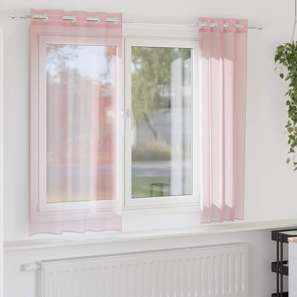 Tende Vidaxx in voile con occhielli 2 pz 140x175 cm rosa chiaro