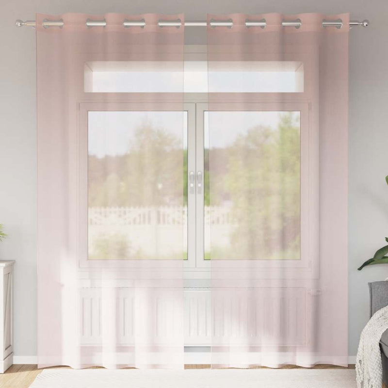 Vidaxl gordijnen voile met doorvoertules 2 st 140x245 cm lichtroze
