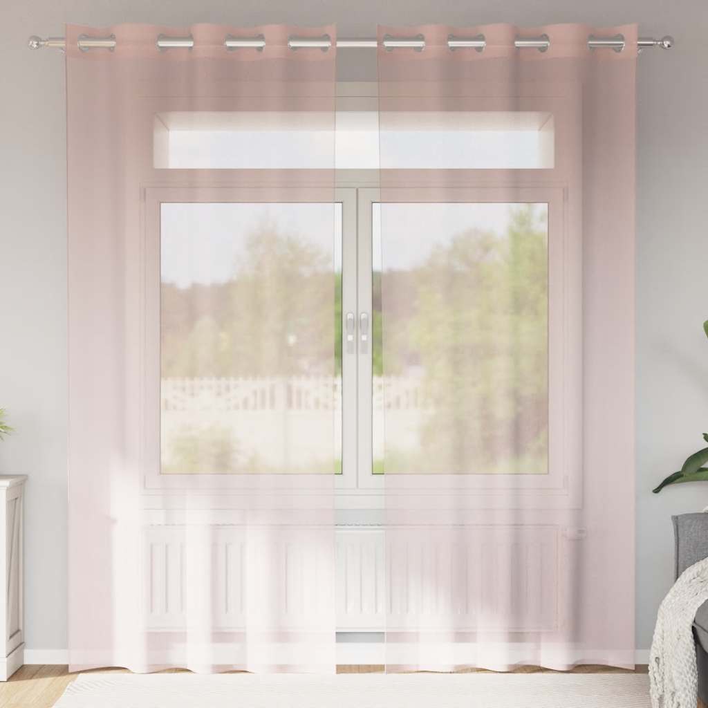 Tende Vidaxx in voile con occhielli 2 pz 140x245 cm rosa chiaro