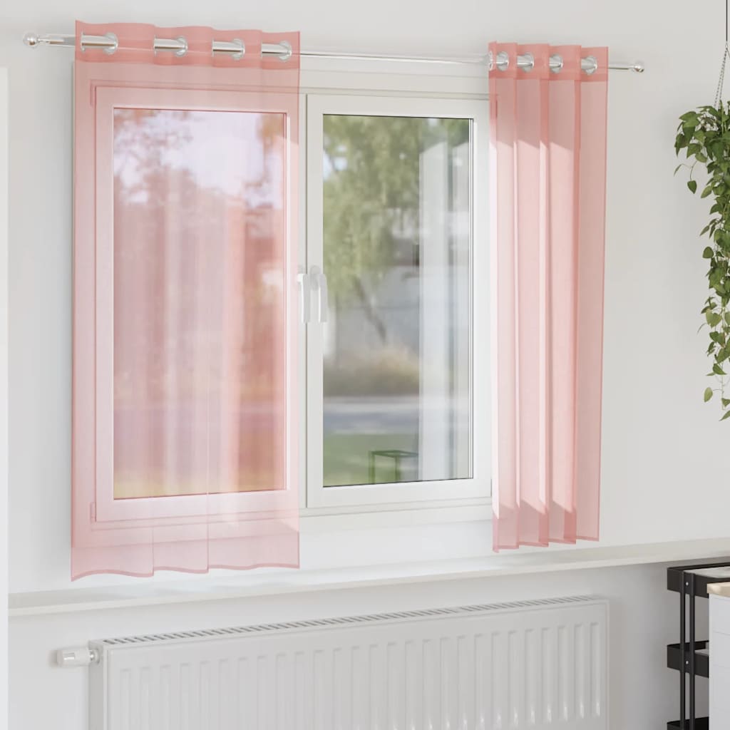 Tende Vidaxx voile con occhielli 2 pz 140x140 cm rosa