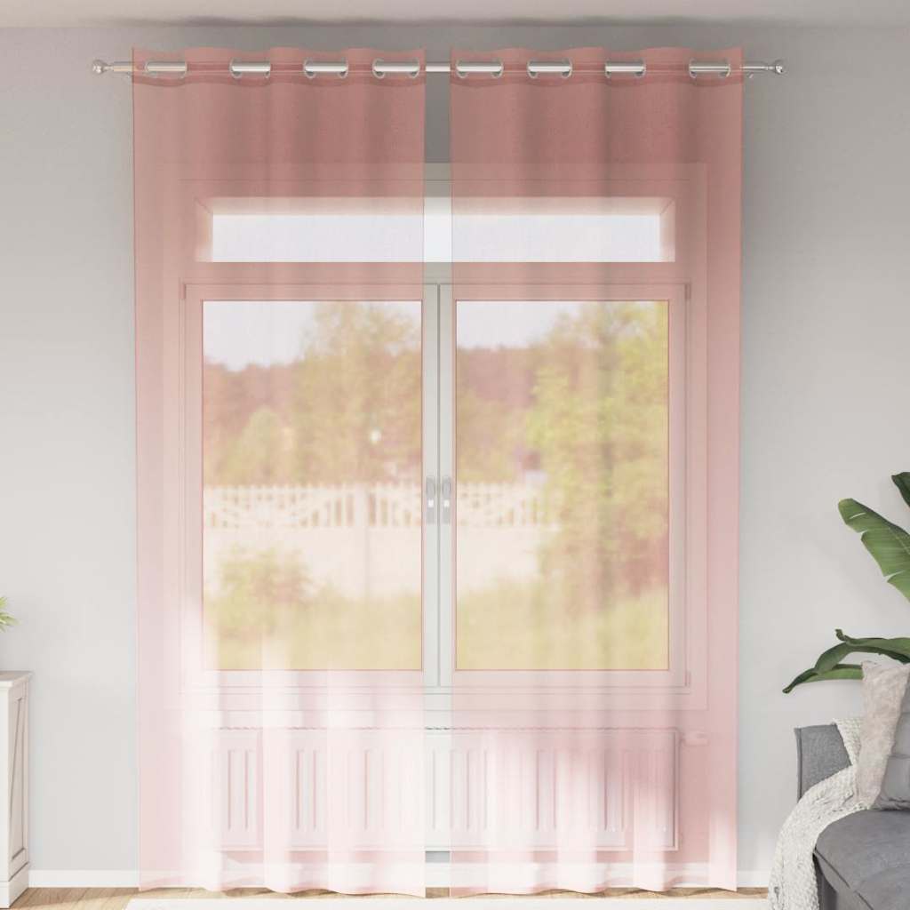 Vidaxx cortinas voile con ojales 2 piezas 140x260 cm rosa