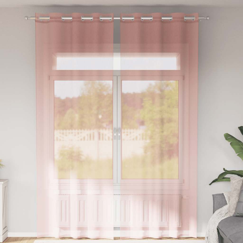Vidaxx cortinas voile con ojales 2 piezas 140x300 cm rosa