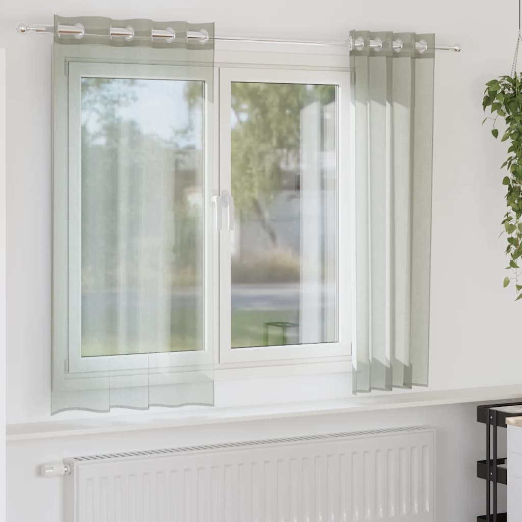 Tende Vidaxx voile con occhielli 2 pz 140x175 cm grigio chiaro
