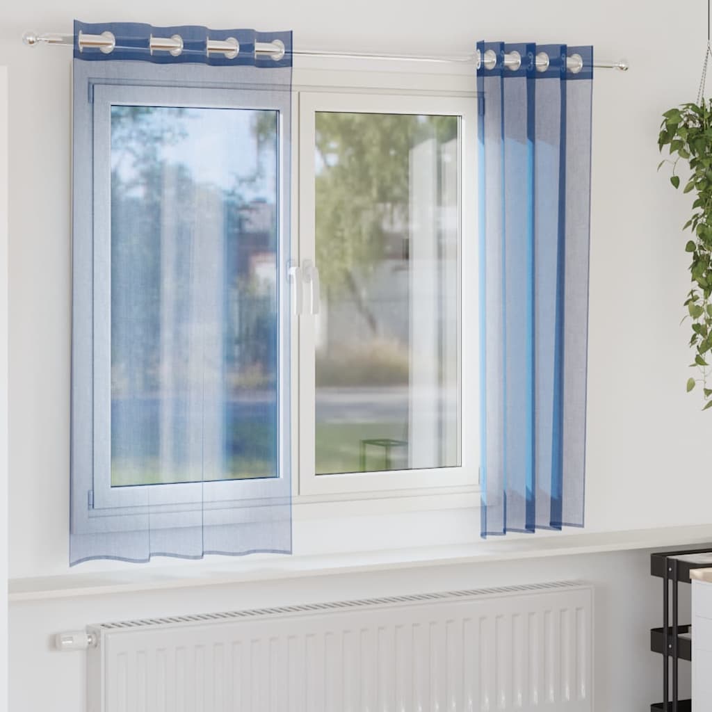 Vidaxl tende in voile con occhielli 2 pz blu reale