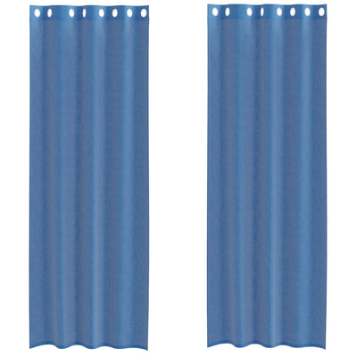 Vidaxl tende in voile con occhielli 2 pz blu reale