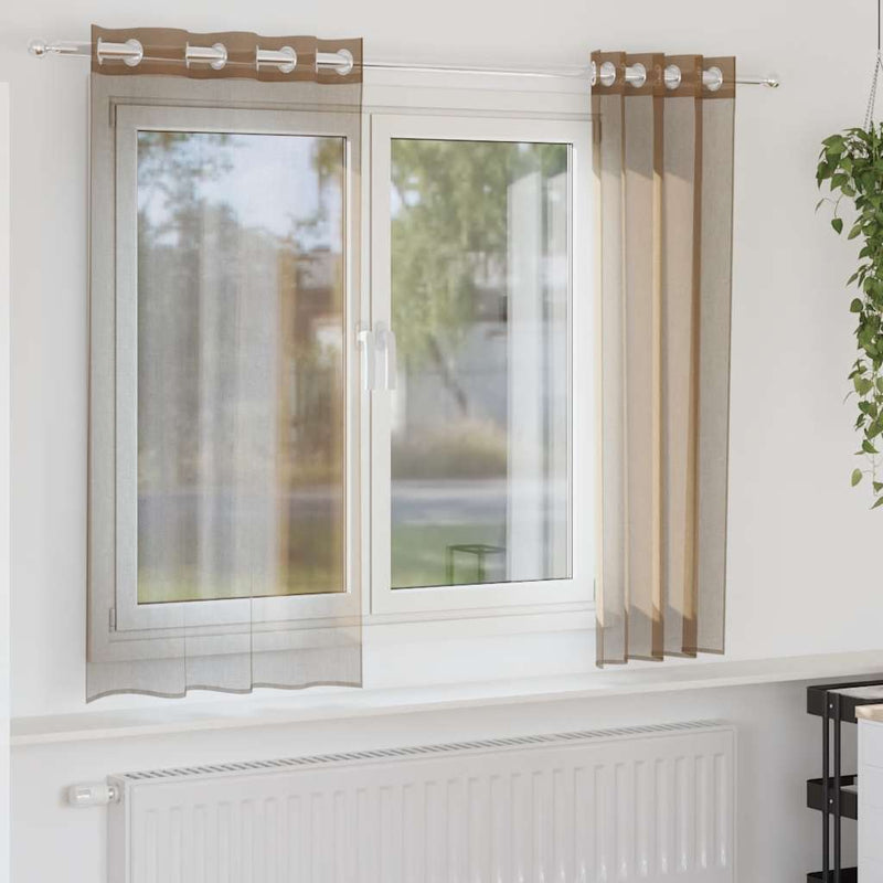 Tende Vidaxl voile con occhielli 2 pz marrone chiaro