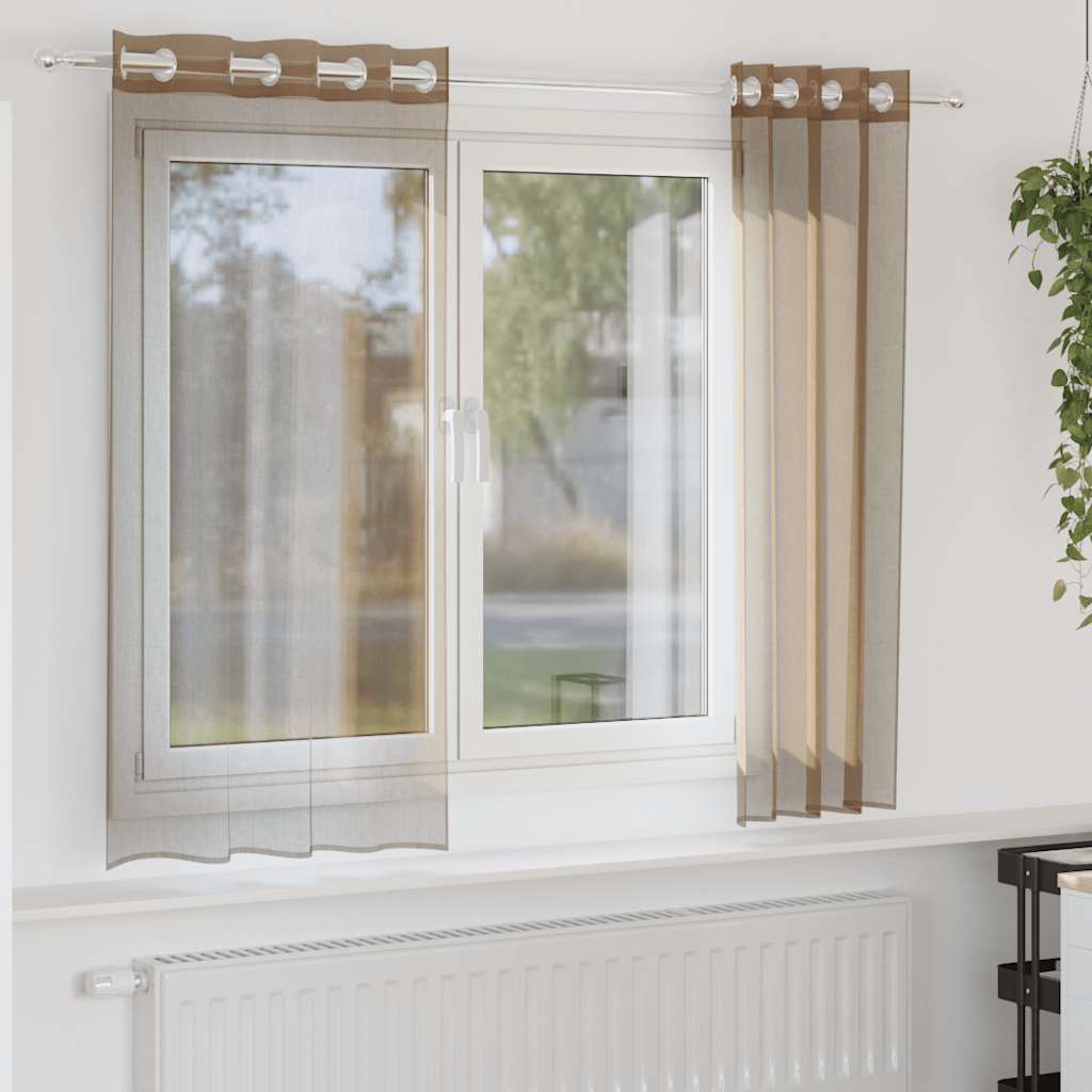 Tende Vidaxl voile con occhielli 2 pz marrone chiaro