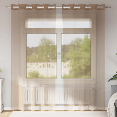 Tende Vidaxl voile con occhielli 2 pz marrone chiaro