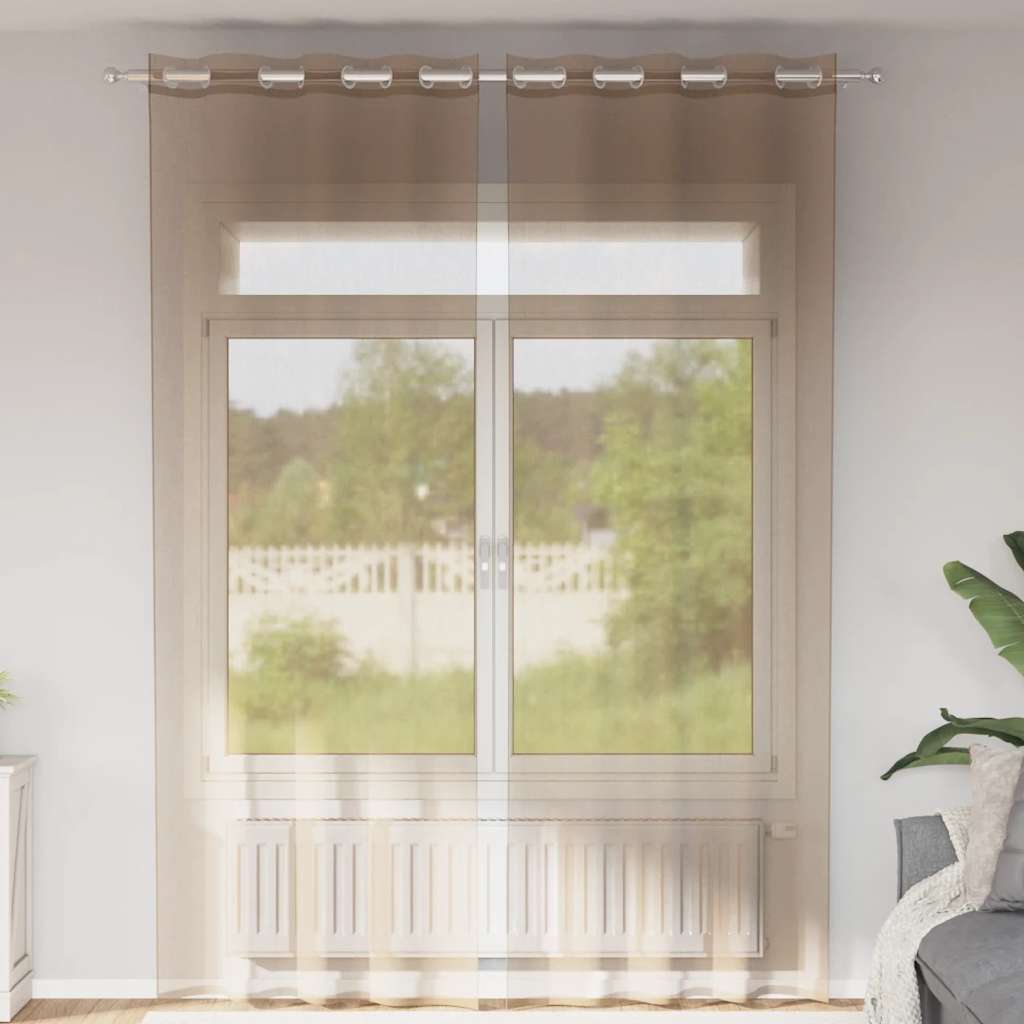 Tende Vidaxl voile con occhielli 2 pz marrone chiaro