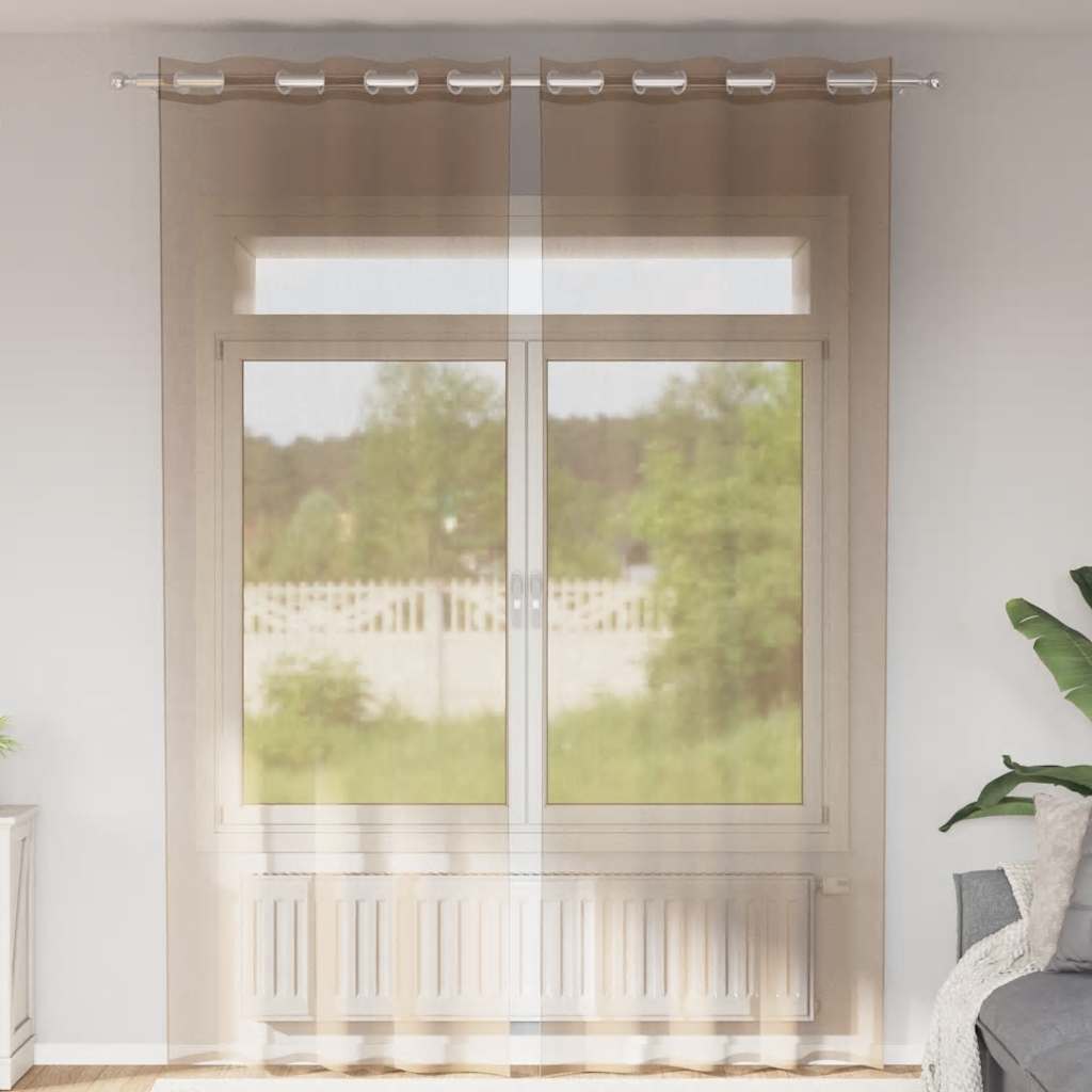 Tende Vidaxl voile con occhielli 2 pz marrone chiaro