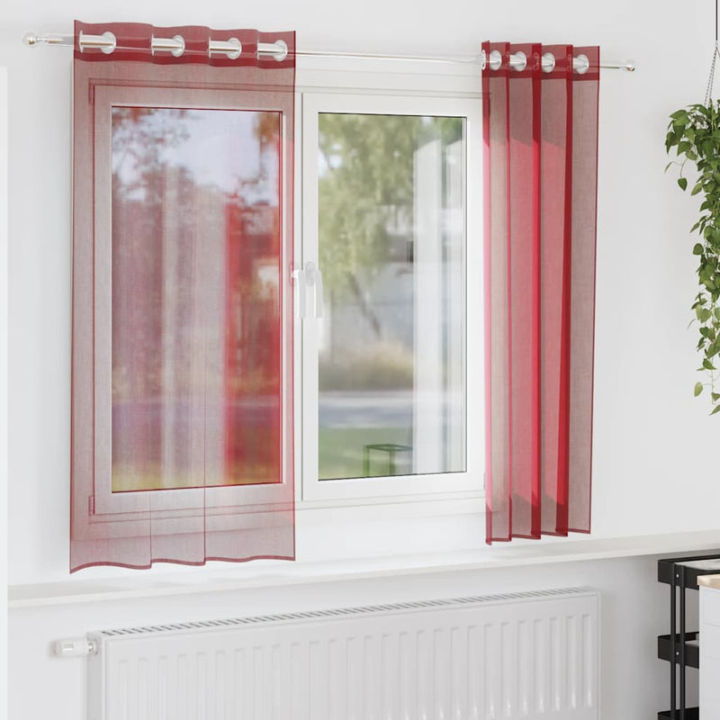 Vidaxx cortinas voile con ojales 2 piezas rojo vino