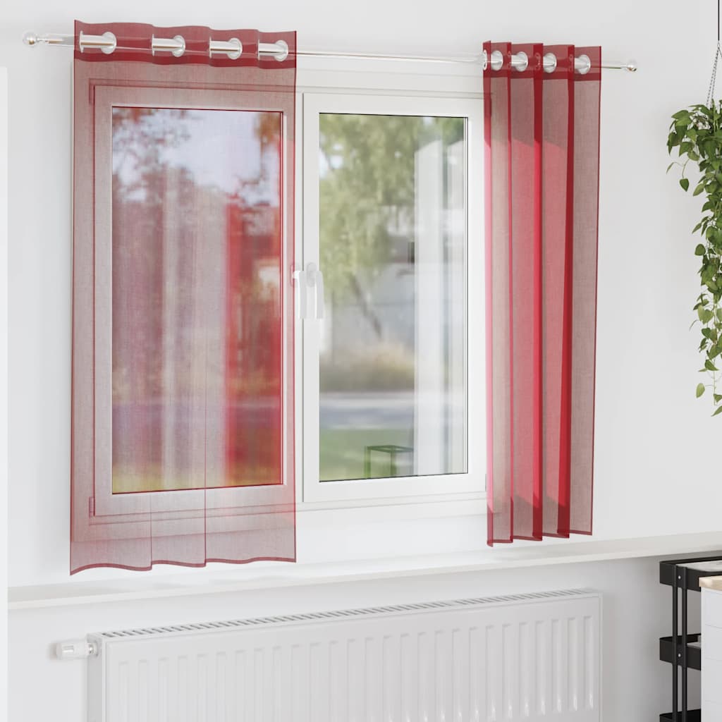 Vidaxx cortinas voile con ojales 2 piezas rojo vino