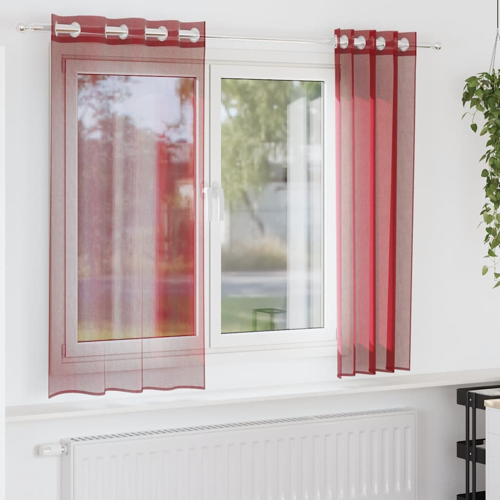 Tende Vidaxx in voile con occhielli 2 pezzi rosso vino