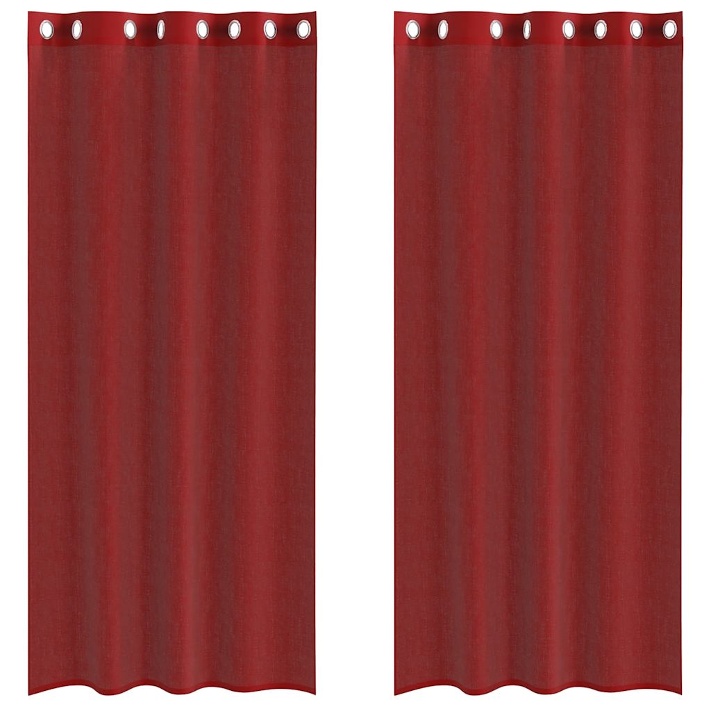 Vidaxx cortinas voile con ojales 2 piezas rojo vino