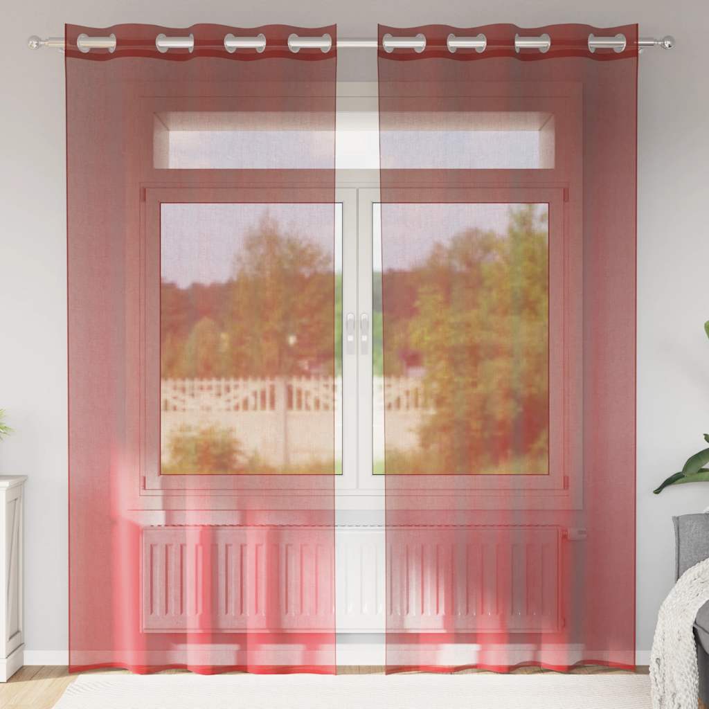Tende Vidaxx in voile con occhielli 2 pezzi rosso vino