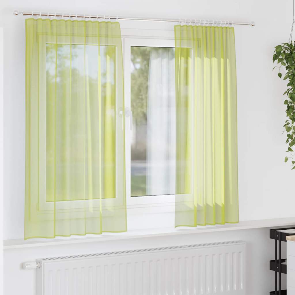 Vidaxl tende in voile con tasche per aste 2 pz verde mela