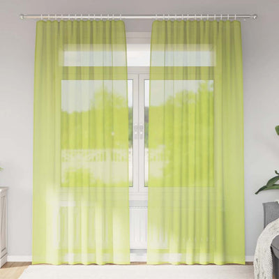 Vidaxl tende in voile con tasche per aste 2 pz verde mela