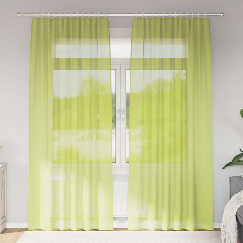 Vidaxl tende in voile con tasche per aste 2 pz verde mela