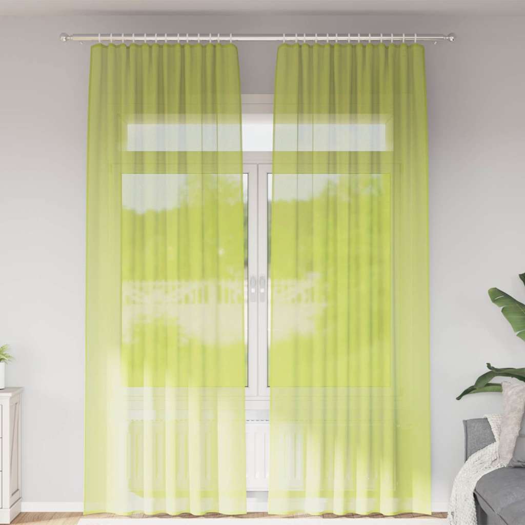 Vidaxl tende in voile con tasche per aste 2 pz verde mela