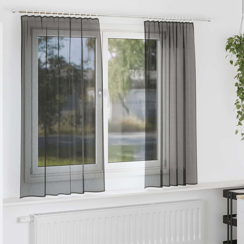 Tende Vidaxl voile con tasche per aste 2 pz nere