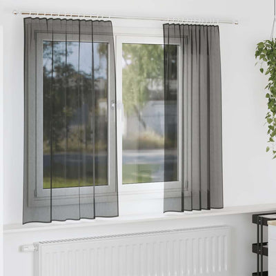 Vidaxl gordijnen voile met roedezakken 2 st zwart