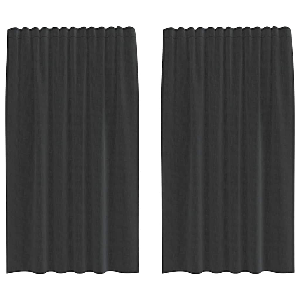 Vidaxl cortinas voile con bolsillos para varillas 2 piezas negro