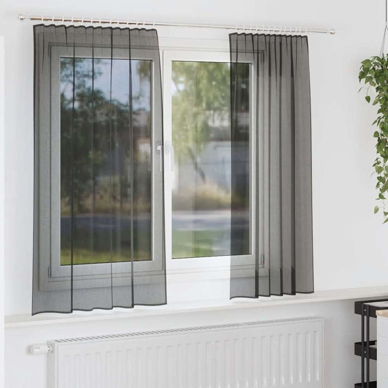 Tende Vidaxl voile con tasche per aste 2 pz nere