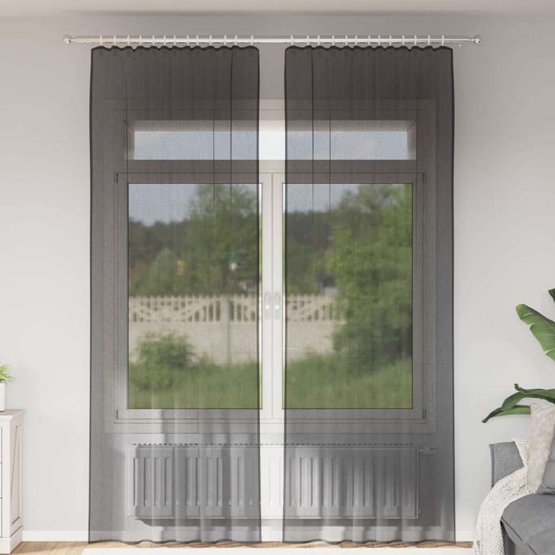 Tende Vidaxl voile con tasche per aste 2 pz nere
