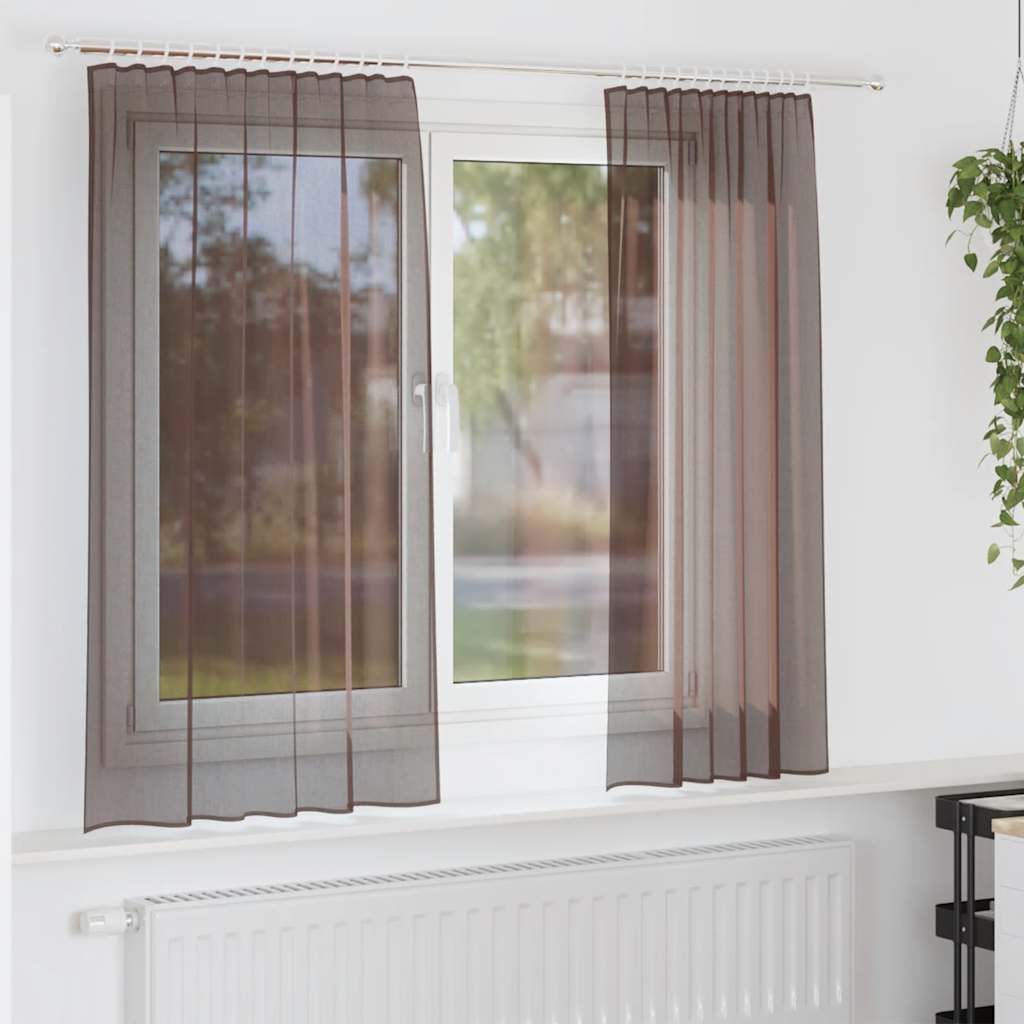 Tende Vidaxl voile con tasche per aste 2 pz marrone