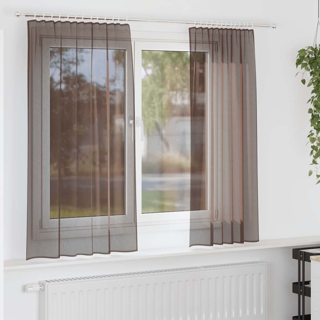 Tende Vidaxl voile con tasche per aste 2 pz marrone
