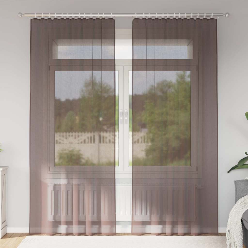 Tende Vidaxl voile con tasche per aste 2 pz marrone