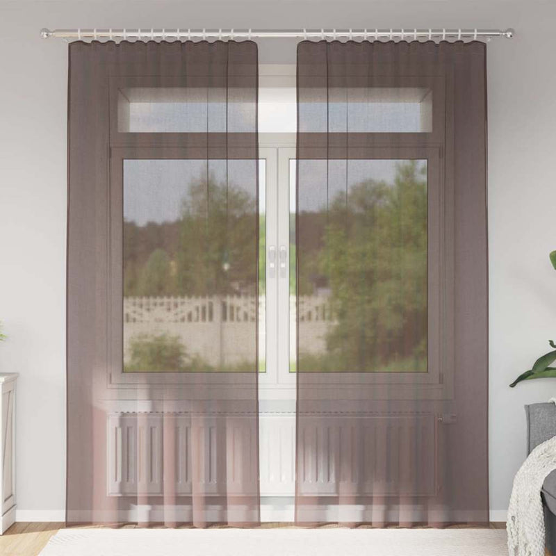 Vidaxl gordijnen voile met roedezakken 2 st bruin