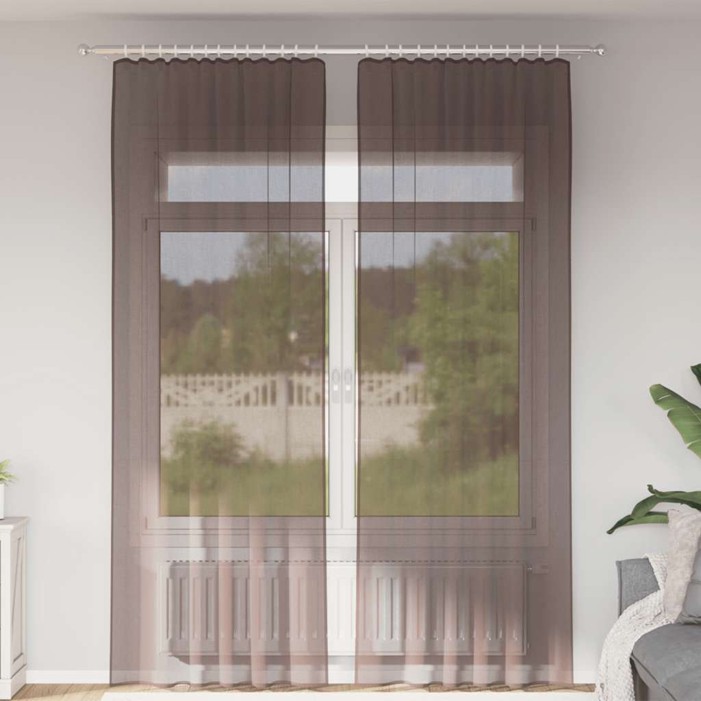 Tende Vidaxl voile con tasche per aste 2 pz marrone