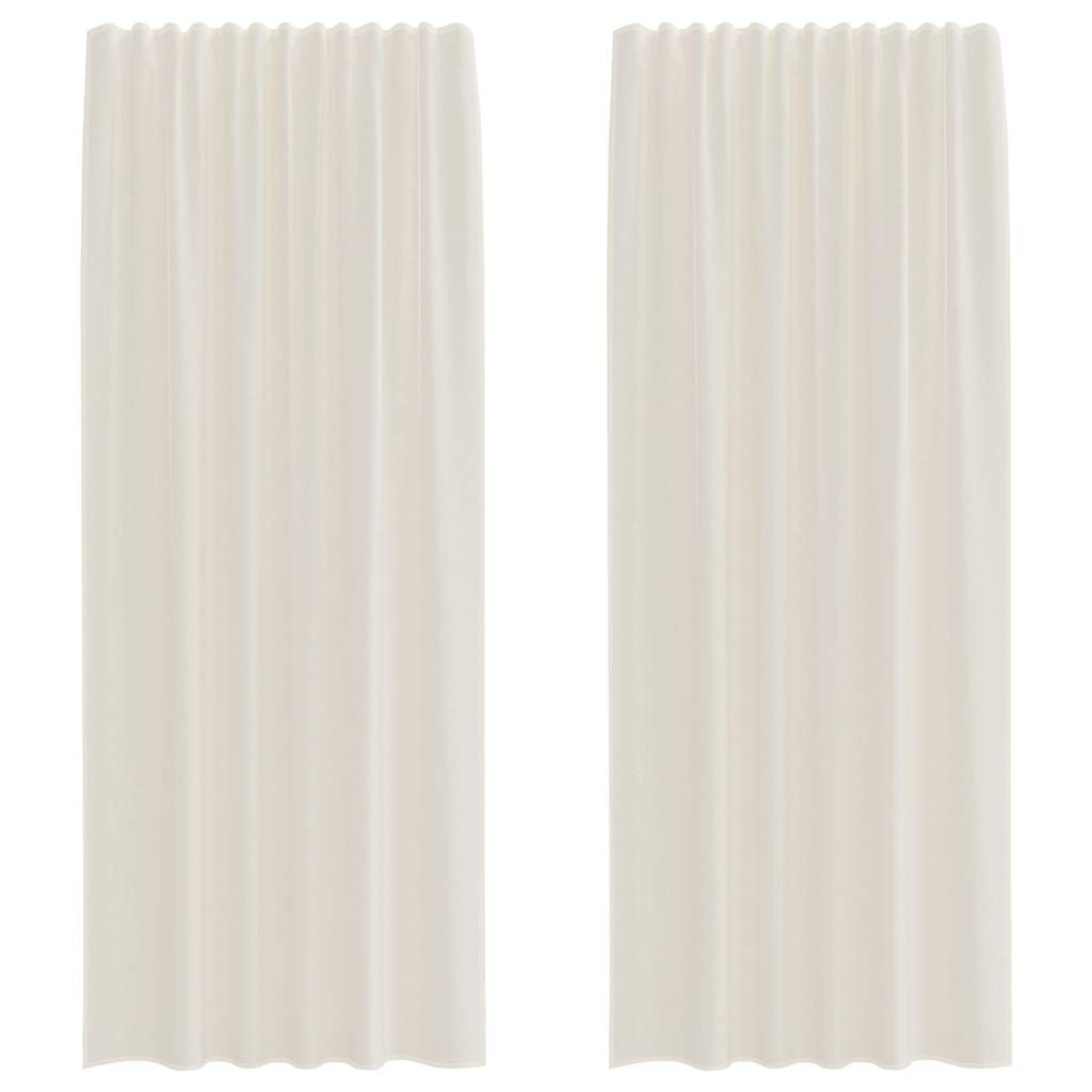 Vidaxl tende in voile con tasche per aste 2 pz color crema