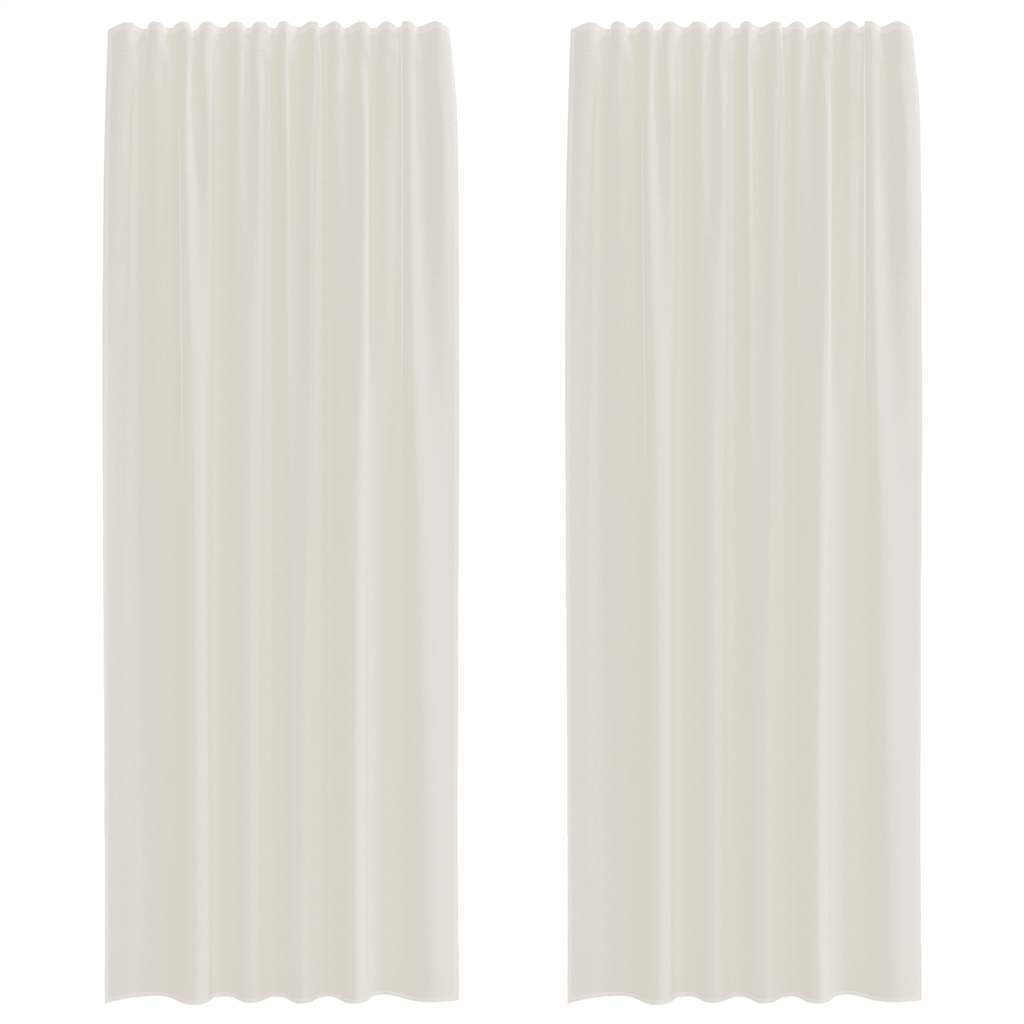 Vidaxl tende in voile con tasche per aste 2 pz color crema