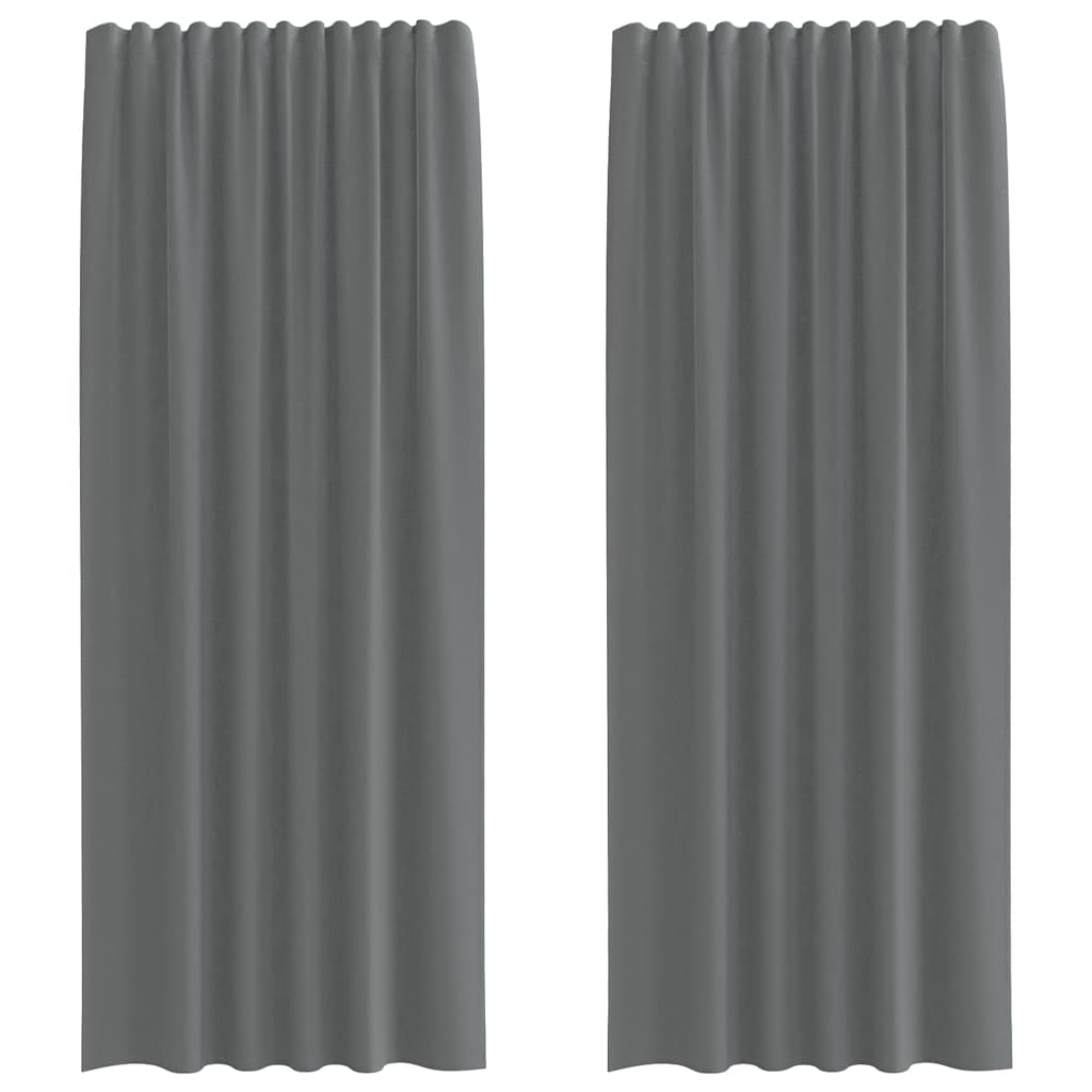 Vidaxl tende in voile con tasche per aste 2 pz grigio scuro