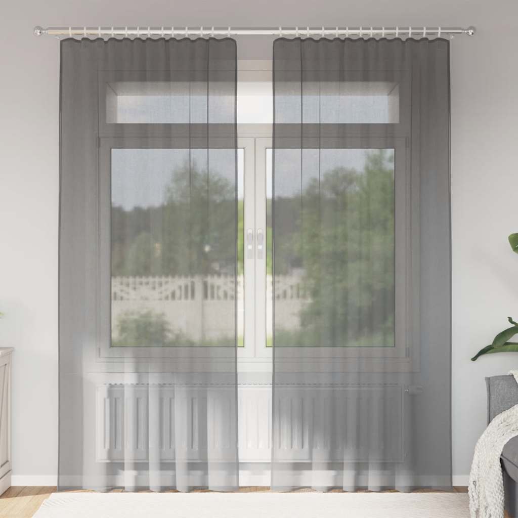 Vidaxl tende in voile con tasche per aste 2 pz grigio scuro