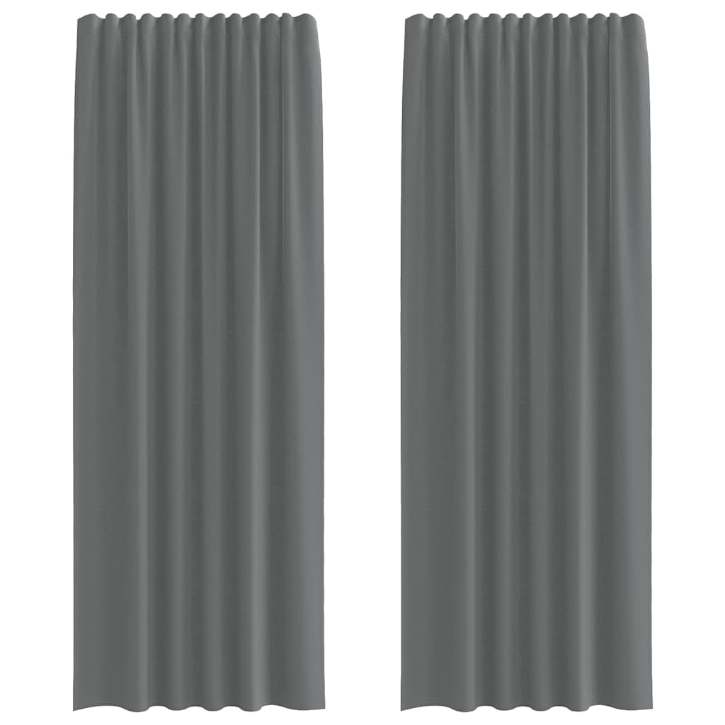Vidaxl tende in voile con tasche per aste 2 pz grigio scuro