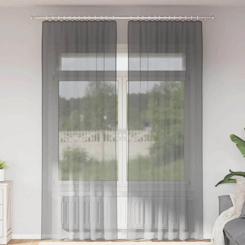 Vidaxl tende in voile con tasche per aste 2 pz grigio scuro
