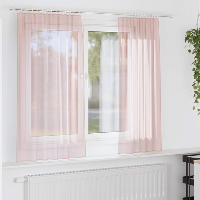 Vidaxl tende in voile con tasche per aste 2 pz rosa chiaro