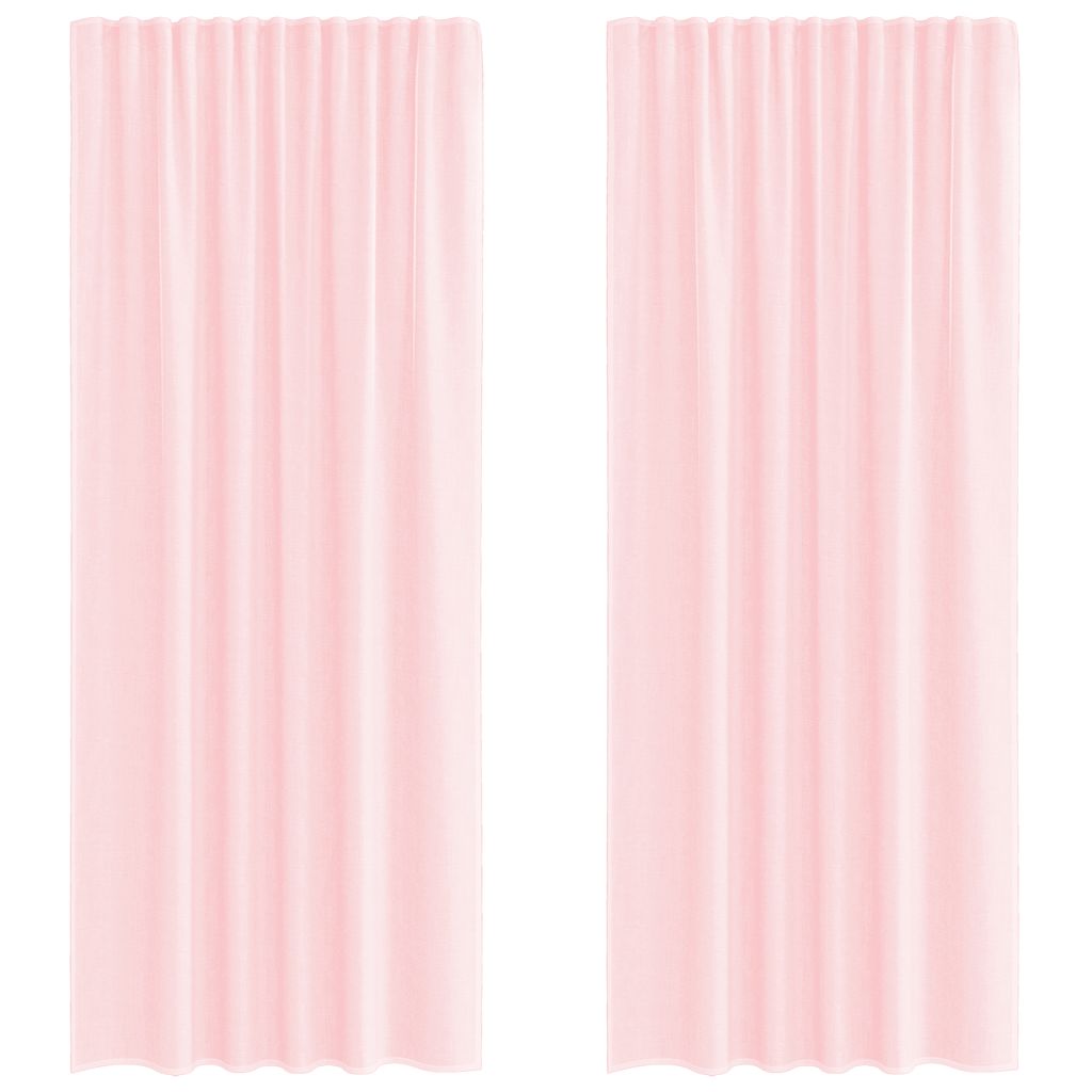 Vidaxl cortinas voile con bolsillos para varillas 2 piezas rosa claro
